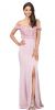 Off-the-Shoulder Lace Accent Top Long Prom Dress in Dusty Pink